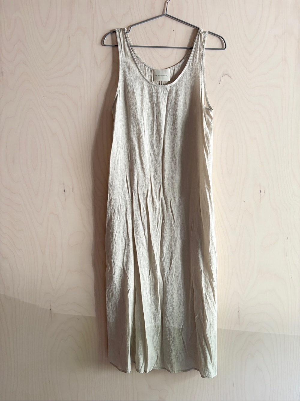 La Garconne Moderne Cream Sleeveless Midi Dress — Minimalist Slip Style